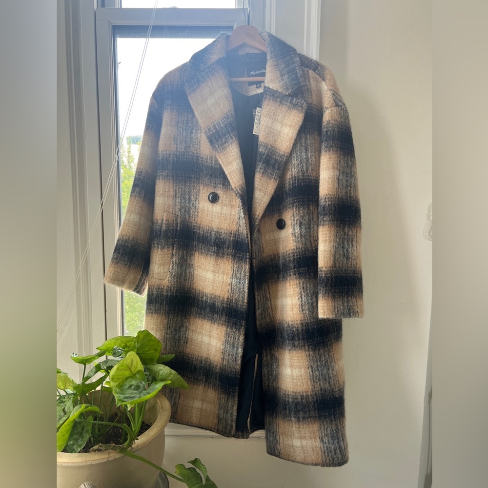 Madewell courton cocoon coat in plaid XXS NWT